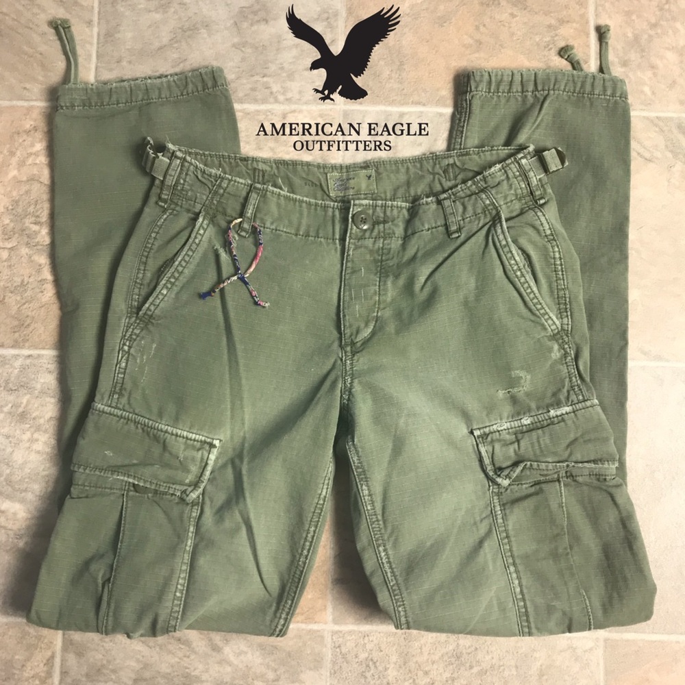 AEO Army Green Ex Boyfriend Cargo Pants size 00